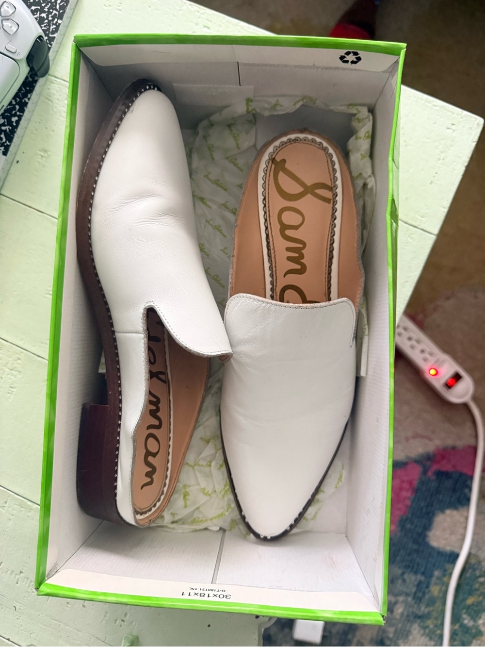 Sam Edelman White Leather Backless Mules